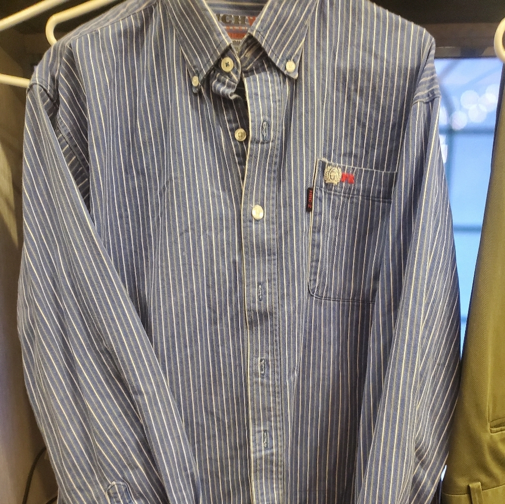 Cinch Men's Flame-Resistant Blue Striped Shirt
